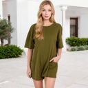 Green Large Short Sleeve V-Neck Romper With Relaxed Fit