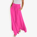 Pink Large High Waist Wide Leg Palazzo Pants With Drawstring Waist And Relaxed Fit