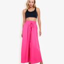 Pink Large High Waist Wide Leg Palazzo Pants With Drawstring Waist And Relaxed Fit