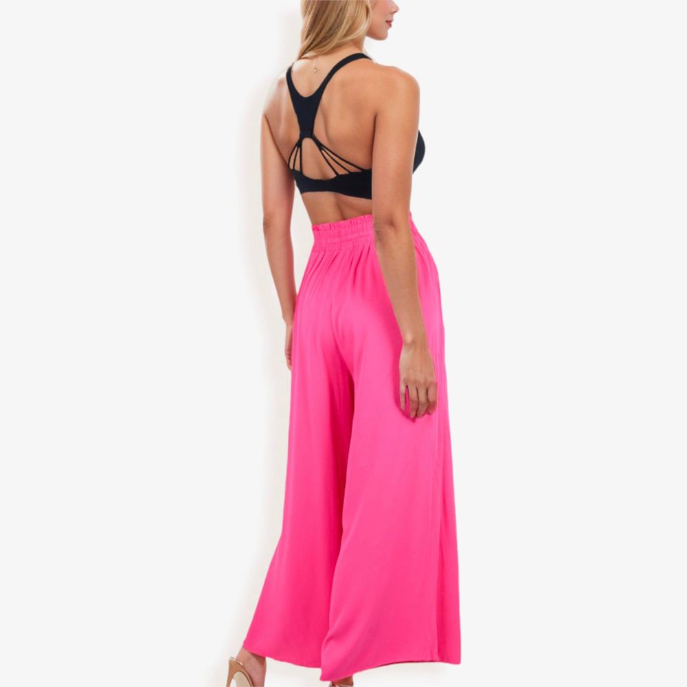 High Waist Wide Leg Palazzo Pants With Drawstring Waist And Relaxed Fit