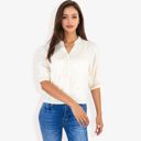  Embroidered Half Sleeve Blouse With V-Neck And Eyelet Detailing