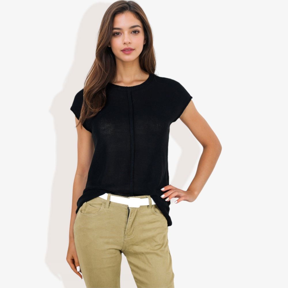 Sleeveless Knit Top With Seam Front Detail