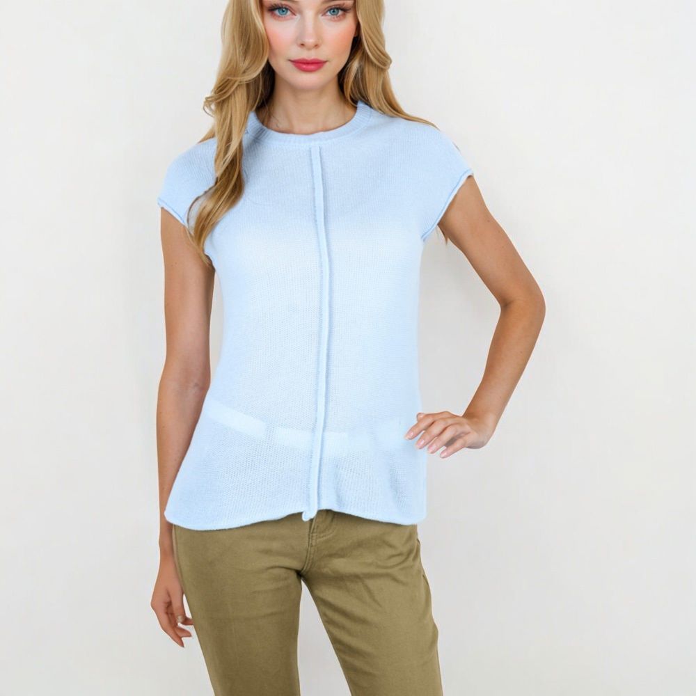 Sleeveless Knit Top With Seam Front Detail