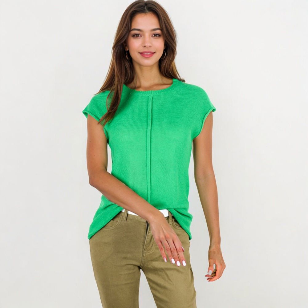 Sleeveless Knit Top With Seam Front Detail