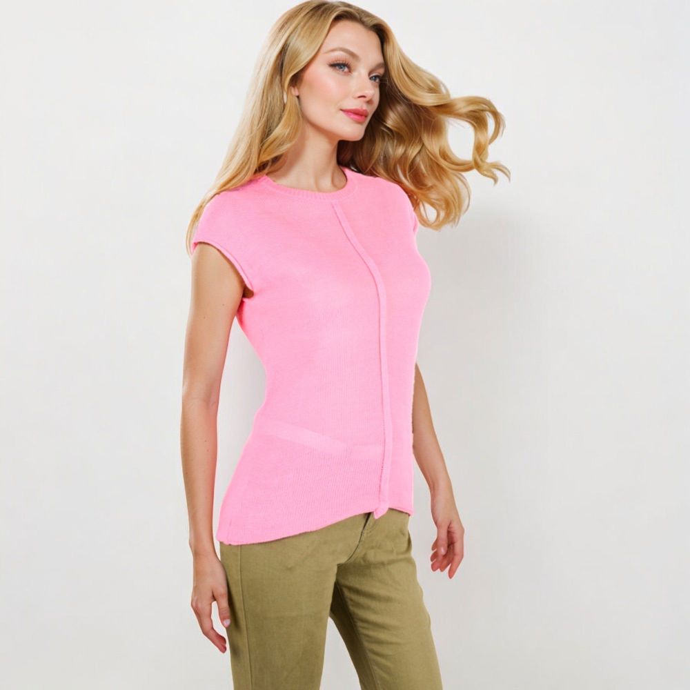 Sleeveless Knit Top With Seam Front Detail