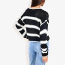  Long Sleeve Striped Sweater With Crew Neck, Cropped Fit