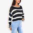  Long Sleeve Striped Sweater With Crew Neck, Cropped Fit