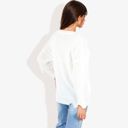 White Medium Long Sleeve Knit Sweater with Cactus Embroidery