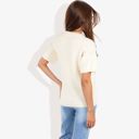 Beige Large Short Sleeve Waffle Knit Top with Chest Pocket