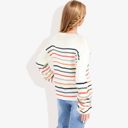  Long Sleeve Striped Knit Sweater with Boat Neckline