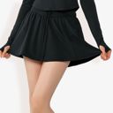 Black Small Women's Athletic Skort with Side Pockets and Drawstring Waist