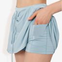 Blue Large Women's Athletic Skort with Side Pockets and Drawstring Waist