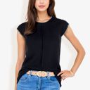  Cap Sleeve Knit Sweater With Contrast Trim Stitching