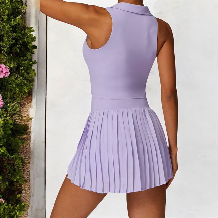 Women's Sleeveless Polo Crop Top with Collared Neckline and Stretch Fabric