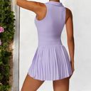Purple Medium Women's Sleeveless Polo Crop Top with Collared Neckline and Stretch Fabric