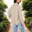  Long Sleeve Ribbed Pullover with Button-Up Collar and Chest Pocket