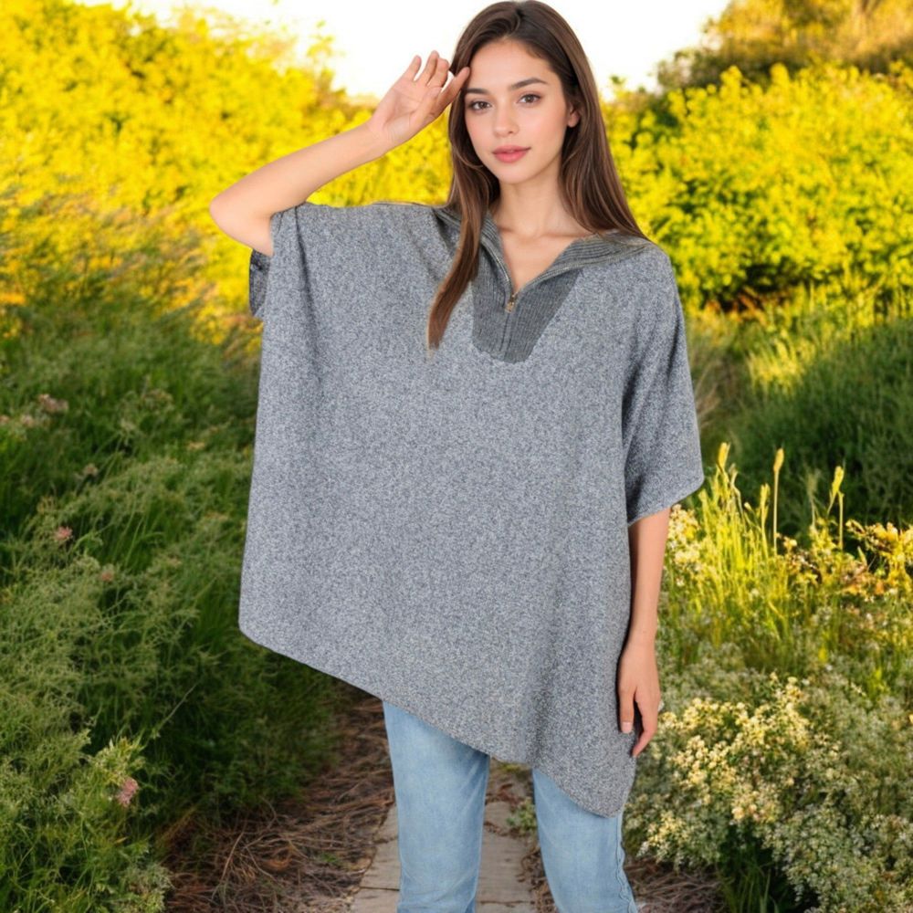 Short Sleeve Knit Pullover with Quarter Zip Collar