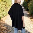 Black Large Short Sleeve Knit Pullover with Quarter Zip Collar