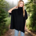 Black Large Short Sleeve Knit Pullover with Quarter Zip Collar