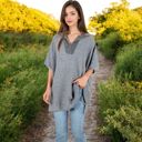 Gray Large Short Sleeve Knit Pullover with Quarter Zip Collar