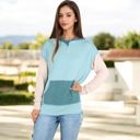  Color Block Long Sleeve Hooded Pullover with Kangaroo Pocket