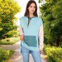  Color Block Long Sleeve Hooded Pullover with Kangaroo Pocket