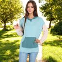  Color Block Long Sleeve Hooded Pullover with Kangaroo Pocket