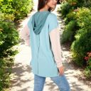  Color Block Long Sleeve Hooded Pullover with Kangaroo Pocket