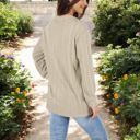  Ribbed Long Sleeve V-Neck Pullover Top with Collar and Side Slits