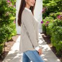  Ribbed Long Sleeve Pullover Top with Layered V-Neck and Collar