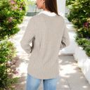  Ribbed Long Sleeve Pullover Top with Layered V-Neck and Collar