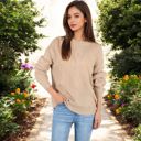  Cable Knit Long Sleeve Sweater with Crew Neck