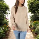  Cable Knit Long Sleeve Sweater with Crew Neck