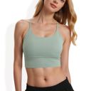 Green Large Strappy Back Longline Sports Bra with Scoop Neck and Wireless Design