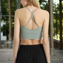 Green Large Strappy Back Longline Sports Bra with Scoop Neck and Wireless Design