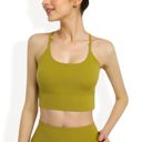 Yellow Large Strappy Back Longline Sports Bra with Scoop Neck and Wireless Design