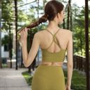 Yellow Large Strappy Back Longline Sports Bra with Scoop Neck and Wireless Design