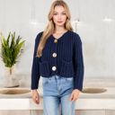  Chunky Knit Cardigan with Statement Button Front and Deep Pockets