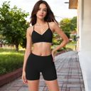 Black Large High Waist Compression Workout Shorts for Running and Yoga