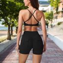 Black Large High Waist Compression Workout Shorts for Running and Yoga