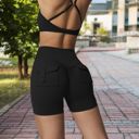 Black Large High Waist Compression Workout Shorts for Running and Yoga