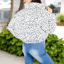 White Large Cropped Puffer Jacket with Animal Print and High Collar