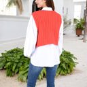 Red Large Chunky Knit Vest with Oversized Buttons and Front Pockets