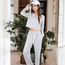 Gray Large Long Sleeve Button-Up Pajama Set with Piped Trim Details and Relaxed Fit