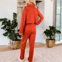 Red Large Long Sleeve Button-Up Pajama Set with Piped Trim Details and Relaxed Fit