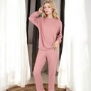 Pink Large Waffle Knit Hoodie Lounge Set with Front Pocket and Relaxed Fit Pants