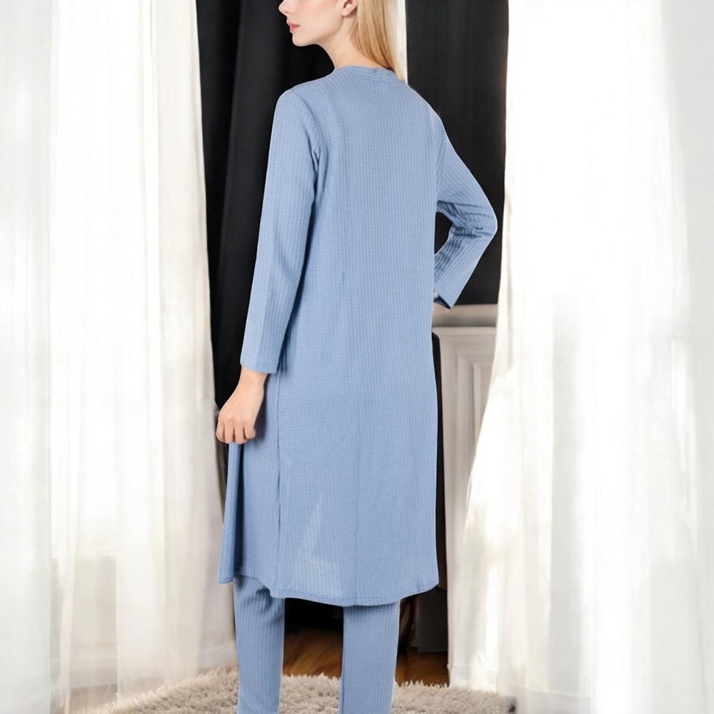 Three-Piece Loungewear Set with Long Cardigan, Tank, and Drawstring Pants