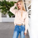 Beige Large Knit Pullover Sweater with Embroidered 3D Floral Appliques