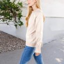 Beige Medium Knit Pullover Sweater with Embroidered 3D Floral Appliques