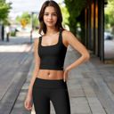 Black Large Square Neck Ribbed Crop Tank Top with Wide Straps